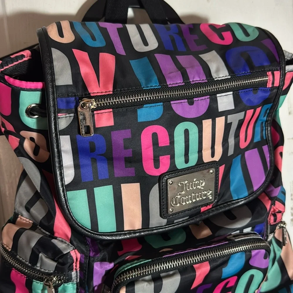 Juicy Couture colorful letter signature print backpack bag - Picture 3 of 11